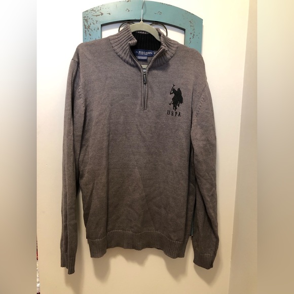 US Polo association quarter zip sweater grey - Picture 1 of 4